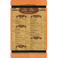 Menu Solutions WDRBB-D Mandarin 8 1/2" x 14" Customizable Wood Menu Board with Rubber Band Straps