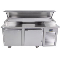 Traulsen TB071SL2S 71" 2 Door Refrigerated Pizza Prep Table with 2 Pan Rails