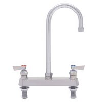 Fisher 57770 Deck Mounted Stainless Steel Faucet with 8" Centers, 3 1/2" Swivel Gooseneck Nozzle, 2.2 GPM Aerator, and Lever Handles