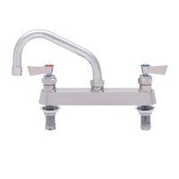 Fisher 57630 Deck Mounted Stainless Steel Faucet with 8" Centers, 6" Swing Nozzle, 2.2 GPM Aerator, and Lever Handles