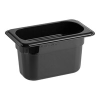 Cambro 94CW110 Camwear 1/9 Size Black Polycarbonate Food Pan - 4" Deep