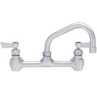 Fisher 61077 Backsplash Mounted Stainless Steel Faucet with 8" Centers, 8" Swing Nozzle, 2.2 GPM Aerator, Lever Handles, and EZ Install Adapters