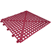 Cactus Mat 2554-TT Dri-Dek Burgundy 12" x 12" Vinyl Slip-Resistant Interlocking Drainage Floor Tile- 9/16" Thick