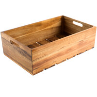 Tablecraft CRATE116 Full size, 6" Deep Gastronorm Acacia Wood Serving and Display Crate