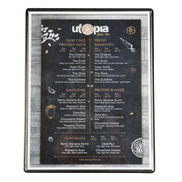 Menu Solutions H500C Hamilton Black 8 1/2" x 11" Single Panel Two View Menu Board