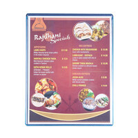 Menu Solutions H500C Hamilton Dark Blue 8 1/2" x 11" Single Panel Two View Menu Board