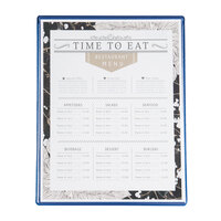 Menu Solutions H500C Hamilton Royal Blue 8 1/2" x 11" Single Panel Two View Menu Board