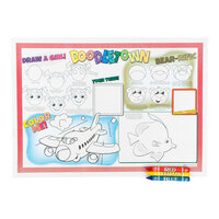 Hoffmaster Doodletown Fun Double-Sided Interactive Placemat with Choice 3 Pack Kids Restaurant Crayons - 1,000/Case