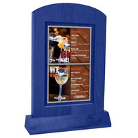 Menu Solutions WTARCH-A-2S 4" x 6" True Blue Arched Wood Menu Tent with Angled Base