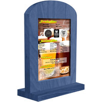 Menu Solutions WTARCH-B 5" x 7" True Blue Arched Wood Menu Tent with Straight Base