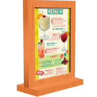 Menu Solutions WTFR-B 5" x 7" Mandarin Framed Wood Menu Tent with Straight Base