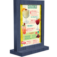 Menu Solutions WTFR-B 5" x 7" Denim Framed Wood Menu Tent with Straight Base