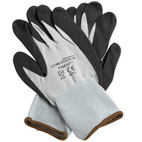 Cordova Cor-Touch Foam Gray Nylon Gloves with Black Foam Nitrile Palm Coating - 12/Pack