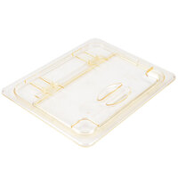 Cambro 20HPLN150 H-Pan™ 1/2 Size Amber High Heat FlipLid with Spoon Notch