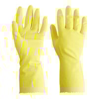 Cordova Latex Rubber Yellow 12" Premium 18 Mil Gloves with Flock Lining - Medium - Pair - 12/Pack