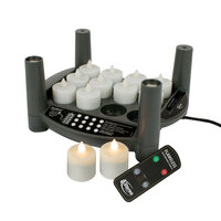 Sterno 60306 2.0 12 Piece Warm White Rechargeable Flameless Tea Light Set with EasyStack Charging Base, Power Adapter and Timer Remote Starter Kit