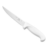 Choice 6" Wide Stiff Boning Knife with White Handles