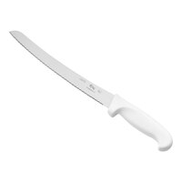 Choice 10" Curved Serrated Edge Bread Knife with White Handle