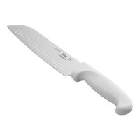 Choice 7" Santoku Knife with Granton Edge and White Handle