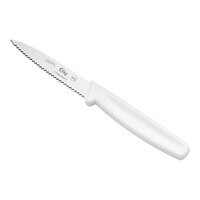 Choice 3 1/4" Serrated Edge Paring Knife with White Handle