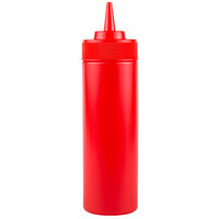 Choice 12 oz. Red Wide Mouth Squeeze Bottle   - 6/Pack