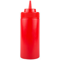 Choice 16 oz. Red Wide Mouth Squeeze Bottle - 6/Pack