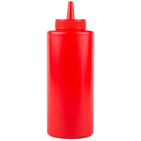 Choice 12 oz. Red Squeeze Bottle - 6/Pack