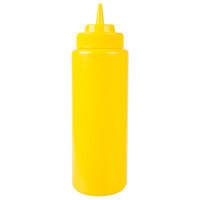 Choice 32 oz. Yellow Wide Mouth Squeeze Bottle - 6/Pack