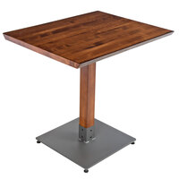 Lancaster Table & Seating Industrial 24" x 30" Solid Wood Live Edge Table with Rustic Walnut Finish