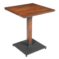 Lancaster Table & Seating Industrial 24" x 24" Solid Wood Live Edge Table with Rustic Walnut Finish