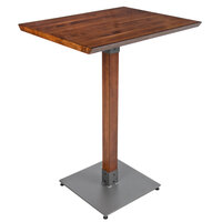 Lancaster Table & Seating Industrial 24" x 30" Solid Wood Live Edge Bar Height Table with Rustic Walnut Finish