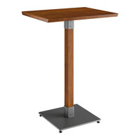 Lancaster Table & Seating Industrial 24" x 30" Solid Wood Live Edge Bar Height Table with Rustic Walnut Finish