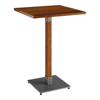 Lancaster Table & Seating Industrial 30" x 30" Solid Wood Live Edge Bar Height Table with Rustic Walnut Finish