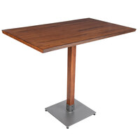 Lancaster Table & Seating Industrial 30" x 48" Solid Wood Live Edge Bar Height Table with Rustic Walnut Finish