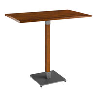 Lancaster Table & Seating Industrial 30" x 48" Solid Wood Live Edge Bar Height Table with Rustic Walnut Finish