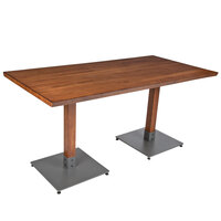 Lancaster Table & Seating Industrial 30" x 60" Solid Wood Live Edge Table with Rustic Walnut Finish