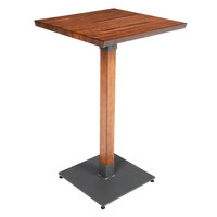 Lancaster Table & Seating Industrial 24" x 24" Solid Wood Live Edge Bar Height Table with Rustic Walnut Finish