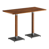 Lancaster Table & Seating Industrial 30" x 60" Solid Wood Live Edge Bar Height Table with Rustic Walnut Finish