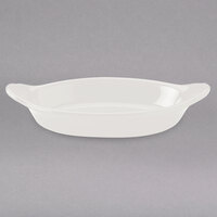 Hall China from Steelite International HL5290AWHA Ivory (American White) 15 oz. Oval Rarebit / Au Gratin Dish - 24/Case