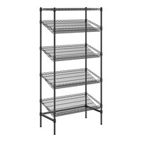 Regency 18" x 36" x 74" Black Epoxy 5-Shelf Angled Stationary Merchandising Rack