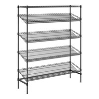 Regency 18" x 60" x 74" Black Epoxy 5-Shelf Angled Stationary Merchandising Rack