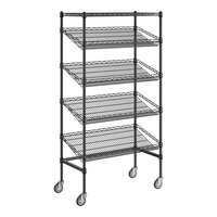 Regency 18" x 36" x 70" Black Epoxy 5-Shelf Angled Mobile Merchandising Rack