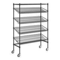 Regency 18" x 48" x 70" Black Epoxy 5-Shelf Angled Mobile Merchandising Rack