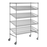 Regency Chrome 5-Shelf Angled Mobile Merchandising Rack - 24" x 48" x 70"