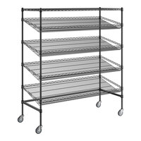 Regency 24" x 60" x 70" Black Epoxy 5-Shelf Angled Mobile Merchandising Rack