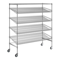 Regency Chrome 5-Shelf Angled Mobile Merchandising Rack - 24" x 60" x 70"