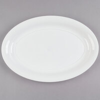 Fineline 483.WH Platter Pleasers 16" x 11" White Plastic Oval Cater Tray - 25/Case