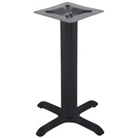 BFM Seating 22" x 22" Sand Black Stamped Steel Counter Height Indoor Cross Table Base, 4" Column