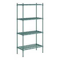 Regency 18" Wide Four Shelf Green Epoxy Heavy-Duty Dunnage Shelving Unit - 3200 lb.