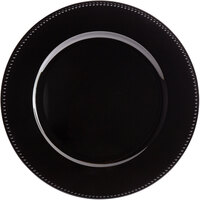 Tabletop Classics by Walco TR-6655 13" Black Round Plastic Charger Plate with Beaded Rim - 12/Pack